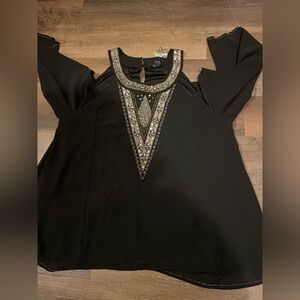 Brand new Roaman’s  Black Embellished Blouse